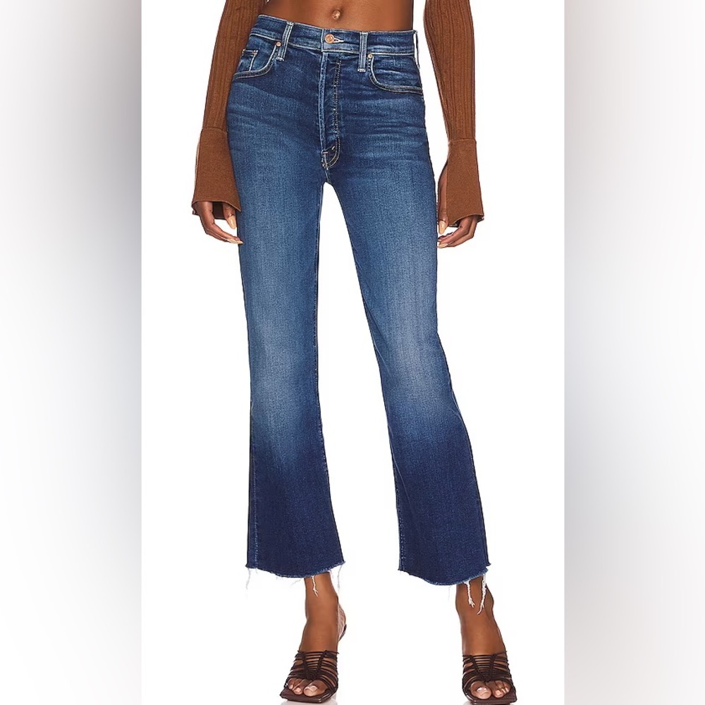 Mother Tripper ankle fray straight in dark wash - change is in the air color